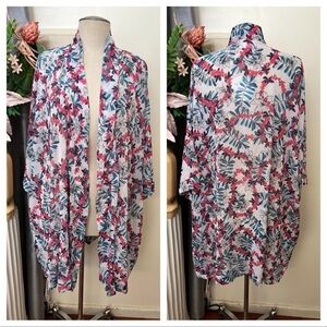 E1 -- NWT multicolor LEI PALM ginger love sheer cover kimono duster top XS/S $78